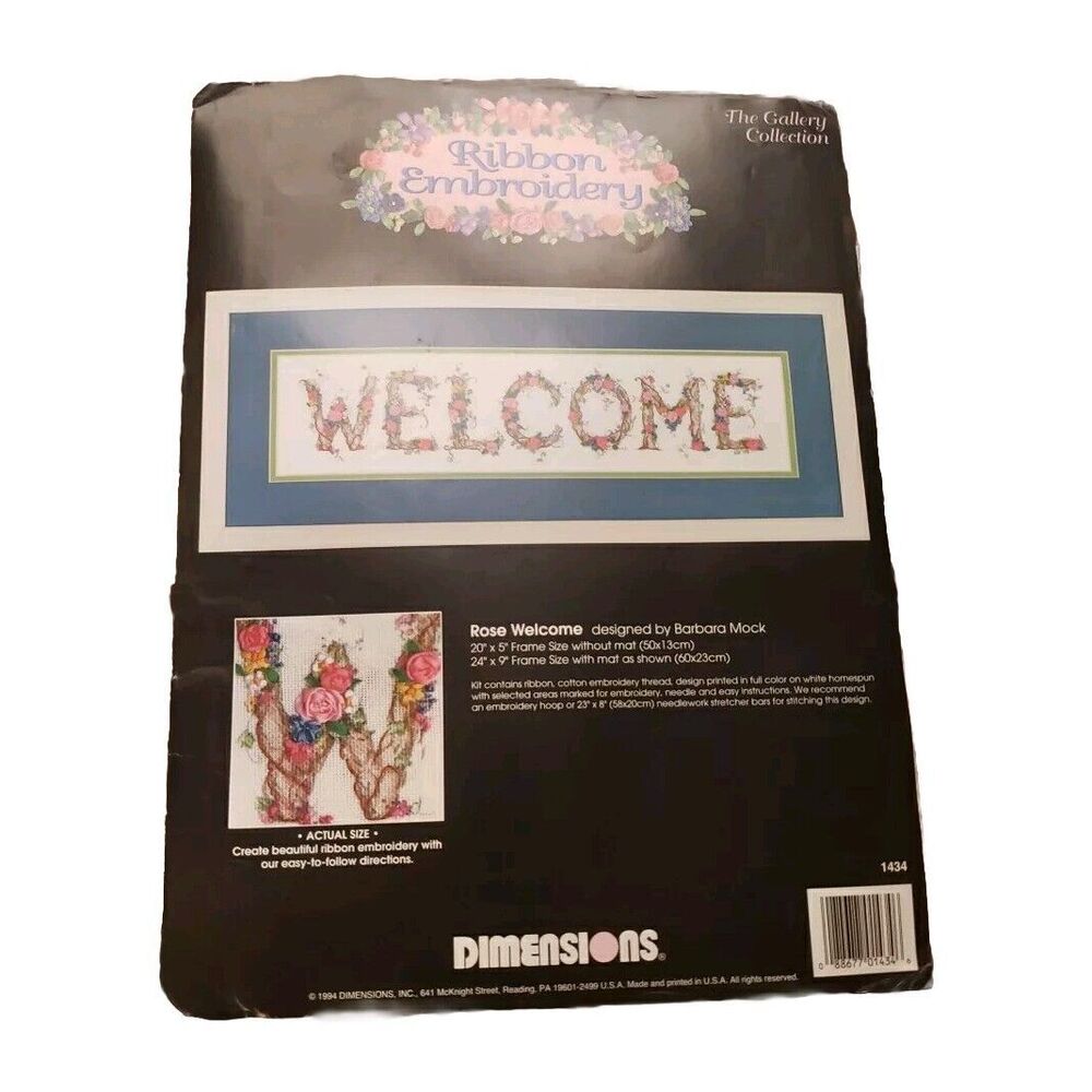 Vintage Dimensions Ribbon Embroidery Kit Rose Welcome 1434 Complete